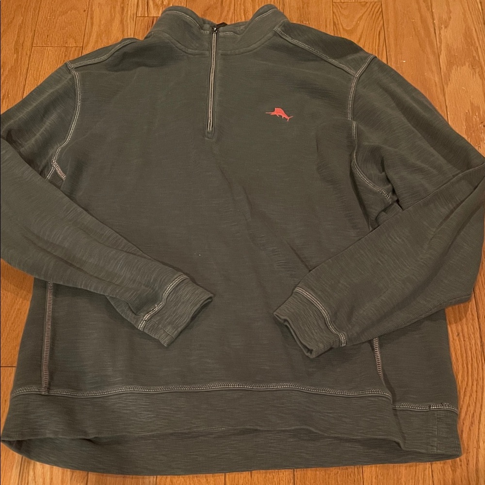 Tommy Bahama Olive Zip-Up Sweater